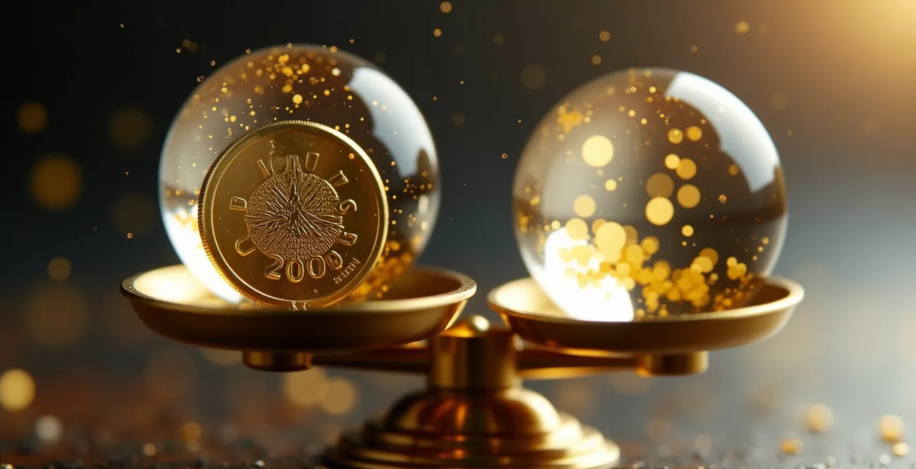 Visuelle Metapher für die Balance zwischen Fixgehalt und variablen Gehaltskomponenten