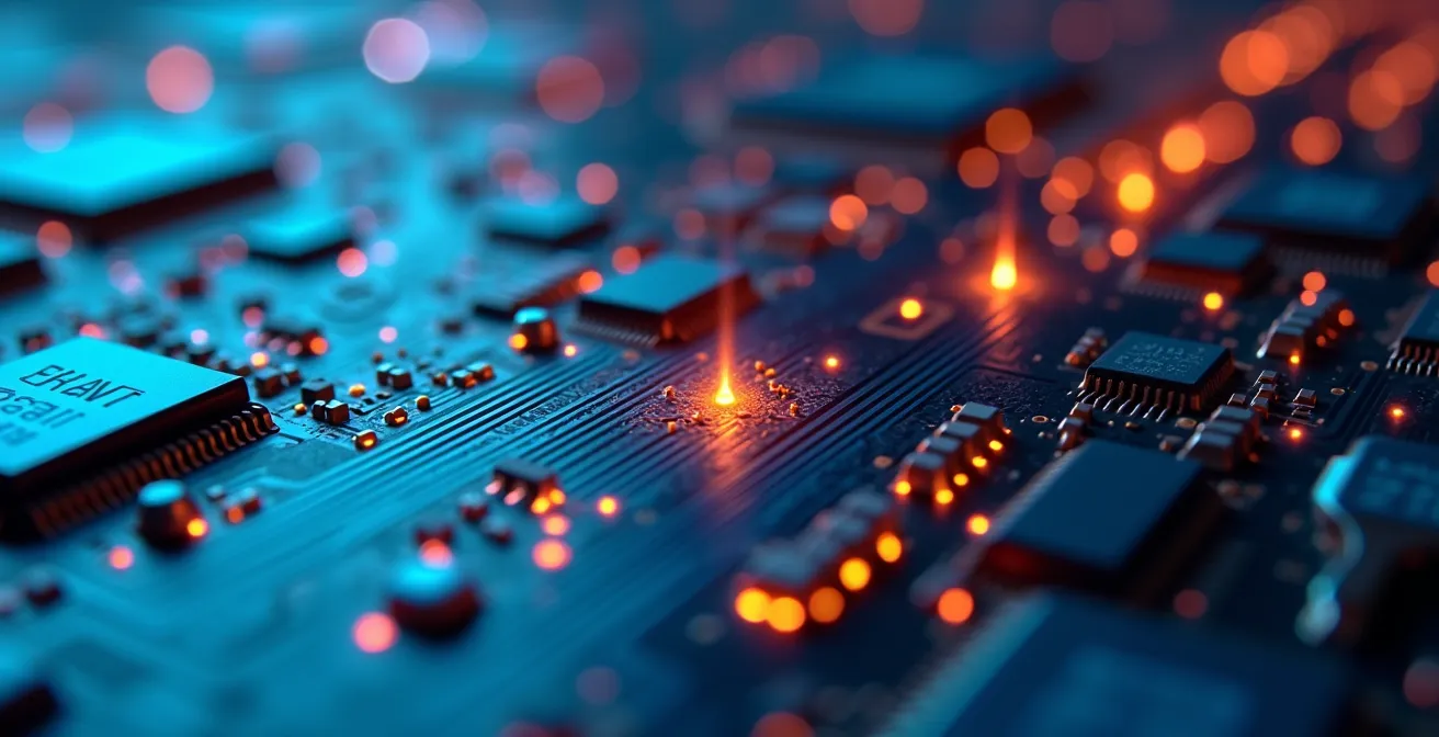 Abstrakte Darstellung eines lernenden Algorithmus mit Datenpunkten