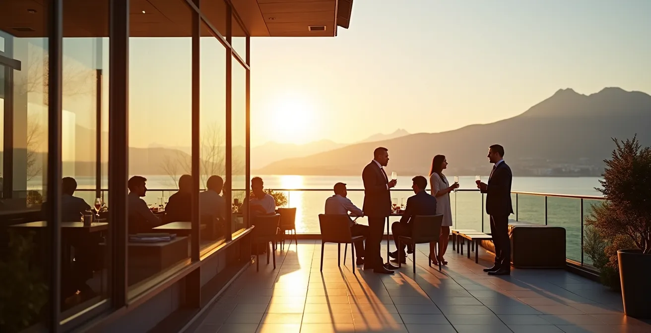 Professionelles Networking bei einem Schweizer Business-Apéro