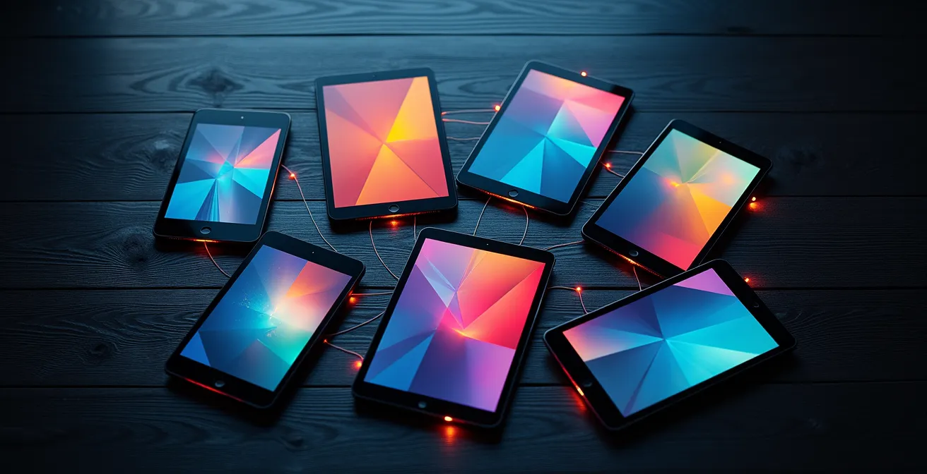 Verschiedene spezialisierte Jobportale für Ingenieure auf Tablets dargestellt